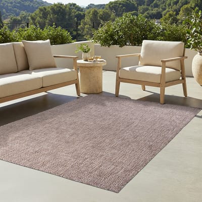 TAPISO Yucana Buitentapijt - Flatweave Vloerkleed Buiten & Binnen - Modern Gemêleerd Design - Bruin Buitenkleed - Weerbestendig & UV-bestendig 80x200