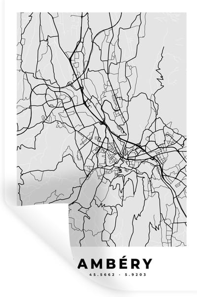 Muurstickers - Sticker Folie - Stadskaart – Frankrijk – Kaart – Chambéry – Plattegrond - 20x30 cm - Plakfolie - Muurstickers Kinderkamer - Zelfklevend Behang - Zelfklevend behangpapier - Stickerfolie