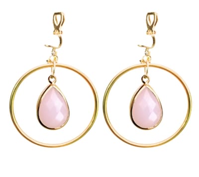 Clip oorringen -roze -goudkleur- geen gaatje- Charme Bijoux