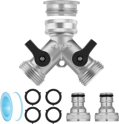 2-Weg Waterverdeler 3/4 Inch, Verstelbare Waterstroom Splitter, Koper Aansluiting voor Tuin en Huishoudelijke Apparaten