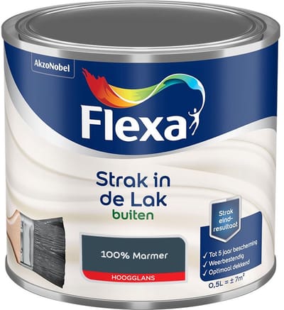 Flexa - Strak In De Lak Buitenlak Hoogglans - 100% Marmer - Mengverf - 500 Ml