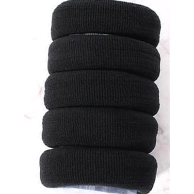 5 stuks Zwarte Dikke Elastiekjes & Gekleurde Hoge Paardenstaart Elastiekjes, Geschikt Voor Knot/Opsteekkapsel, Zonder Sporen En Hoge Stretch Casual Gym 5pcs zwart