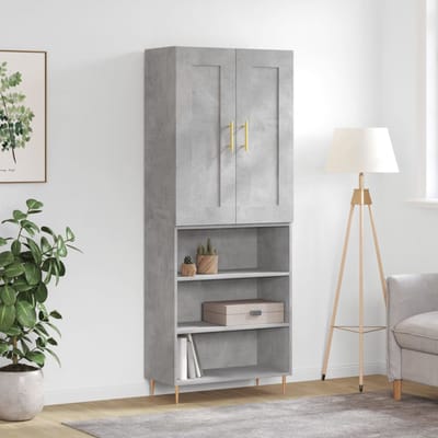 vidaXL - Hoge - kast - 69,5x34x180 - cm - bewerkt - hout - betongrijs