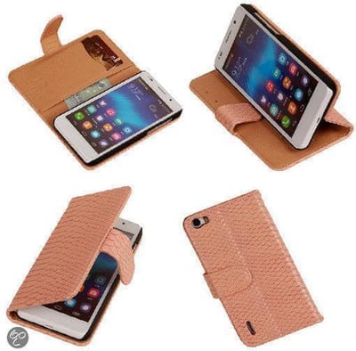 "Bestcases ""Slang"" Pink Honor 6 Bookcase Cover Hoesje"