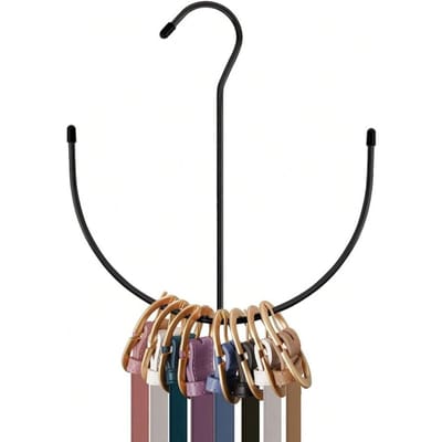 1 stuks Multifunctionele Roestvrij Staal Massief Metaal Gecoate Riemhanger, Geschikt voor het Opbergen van Stropdassen, Sjaals, Riemen, Tassen, enz.. Decoraties Decor Festival one-size black