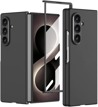 Casemania Hoesje Geschikt voor Samsung Galaxy Z Fold 8 - Zwart - Ultradun Hardcase met Ingebouwde Screenprotector- Slim Fit Harde Back Cover - Krasbestendig Beschermhoesje