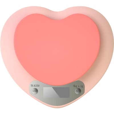 Digitale Voedingsweegschaal HD LCD Display 3 Eenheden Nauwkeurig Hartvormig Kleine Keuken Elektronische Weegschaal voor pink