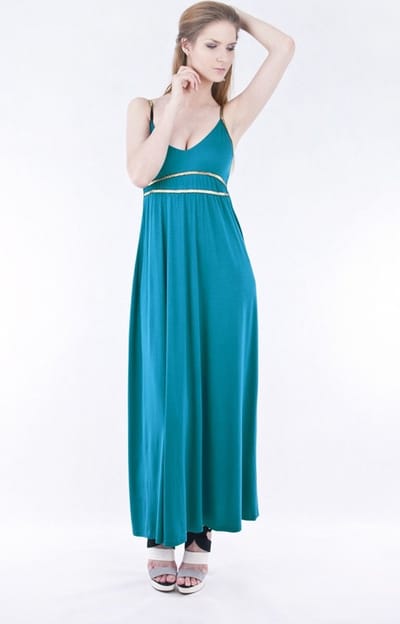 Turquoise maxi met gouden versiering