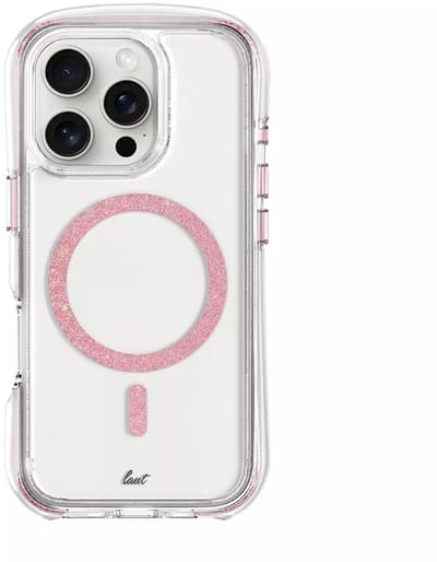 LAUT AERO SPARKLE iPhone Hoes – Crystal Clear met Glinsterend Effect & 6m Valbeveiliging | MagSafe Compatible | Apple iPhone 16 Pro