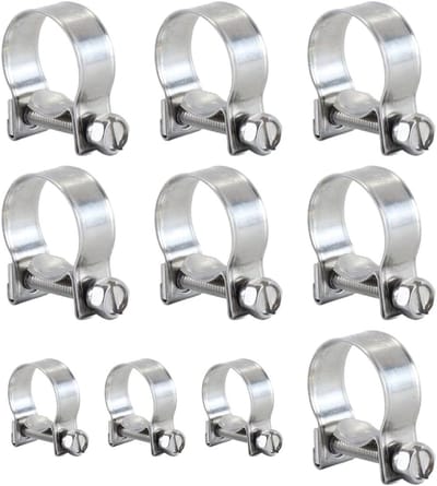 Set van 10 mini slangklemmen voor brandstofleidingen, roestvrij staal, T-boutverbinding, 16-18 mm, auto-installatie, duurzaam en betrouwbaar