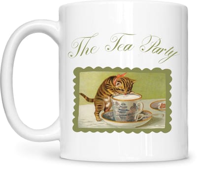 The Tea Party Groen Mok – Schattig Kittens– Dierenliefhebber – Moederdag cadeau – Cadeau voor moeder – Mokken en bekers – Cadeau voor vrouw – Valentijndag – Cadeau voor Hem of Haar – 325ml Koffiemok