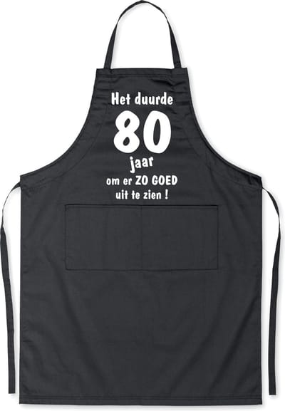 Mijncadeautje - Luxe Keukenschort - Het duurde 80 jaar - Unisex - Zwart - Leeftijd