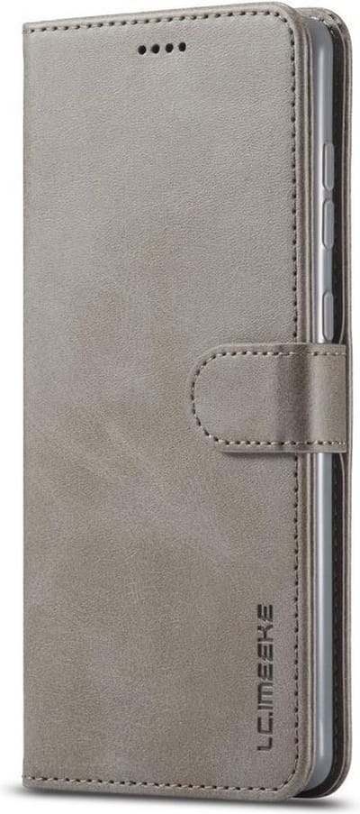 LC.IMEEKE Luxe Book Case - Geschikt voor Samsung Galaxy A71 Hoesje - Grijs