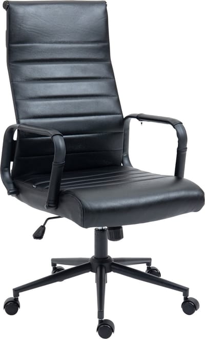 CLP Columbus Bureaustoel - Ergonomisch - Voor volwassenen - Echt leer - zwart/zwart
