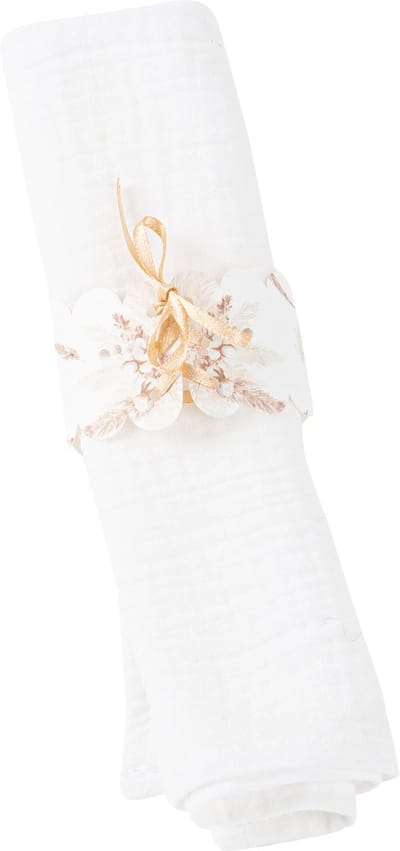 ARTYFETES - 10 servetringen pampas en katoenbloemen van wit papier