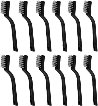 Dailygoods- Staalborstel - 12 Stuks - Draadborstelset - Kleine Messingborstel - Compact Formaat - Duurzame Constructie - Draadborstel