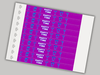 Tyvek Polsbandjes | Party Time Paars | 50 Stuks