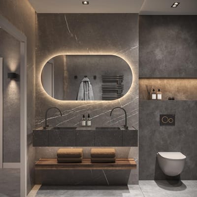 HIPP Design Phantom Ovaal Rechte LED spiegel - 140 x 70 cm - Directe en Indirecte LED - Spiegelverwarming - Kleurenwissel - Touch Dimmer