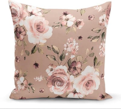 Kussensloop - kussenhoes - Sierkussenhoes - hoes voor sierkussens Flora - Velvet 45x45 - Lichtbruin - Kussenhoesje aan beide zijdig bedrukt
