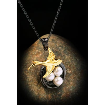 Modieuze Lente Zwaluw Bloemenring Bloemen Eksters Zwart Goud Tweekleurige Ketting brown