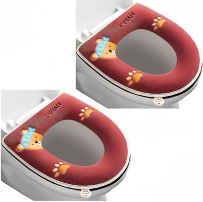 Toilet Bril Hoezen - Toiletzitting Pad - Warmte en Comfort - Met Handvat - 2 stuks - Bruin