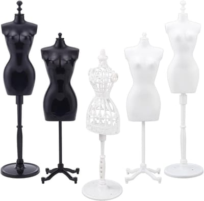 5 Sets Mini Mannequin Display Model voor DIY Mini Jurken, Plastic Display Steun en Kleding Rack voor Creatieve Accessoires