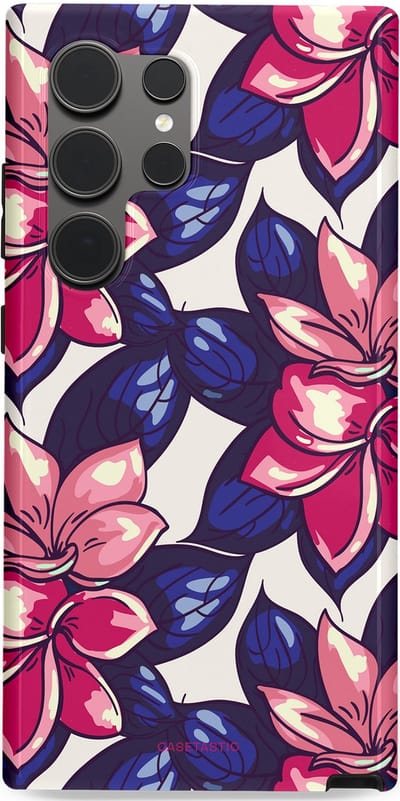 Casetastic hoesje geschikt voor Samsung Galaxy S24 Ultra - Dubbellaagse bescherming - Tropen paradijs - Fashion Case - Donkerblauw Roze Koraal Lila