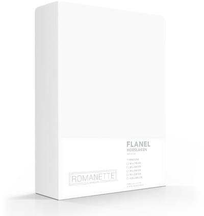 Romanette flanellen hoeslaken - Wit - 2-persoons (140x200 cm)