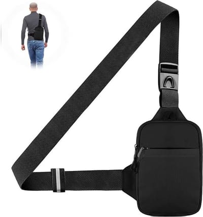 Borsttas Sling Bag: verstelbare schouderrugzakken, lichtgewicht koerierstas, waterdichte schoudertas, mini-borsttas, heren dames voor reizen, fietsen, hardlopen (zwart), zwart