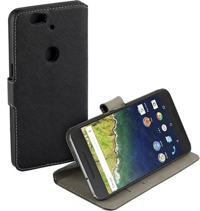 HC zwart book case style Huawei Nexus 6P wallet cover hoesje