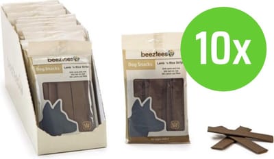 Beeztees lam en rijst strips 150 gram - hondensnack - 10 verpakkingen