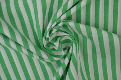 10 meter gestreepte stof - Groen/wit gestreept - 6,5mm strepen