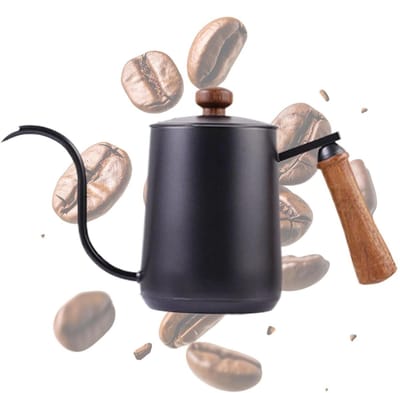 Zwanenhals theeketel, giet over waterkoker, handmatige brouwpot met verwarmde zwanenhals uitloop | 600 ml lange en smalle druppelbeker, stalen koffiekan
