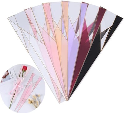 Enkele rozen verpakking zak met 6 kleuren, waterdicht inpakpapier voor bloemen, ideaal voor Moederdag en Valentijnsdag, 17,7 * 5 * 1,6 inch