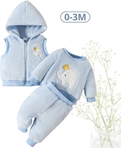 Livano 3-Delige Romper Baby - Berenpakje - Winterpak - Pakje - Jongen - Meisje - 0-3 Maanden - Lichtblauw