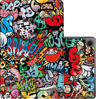 Hoes - Geschikt voor Samsung Galaxy Tab A9 - Dun & Stevig - Trifold Bookcase - Hard Cover - Hardcover Book Case - Tablet Hoesje - Graffity