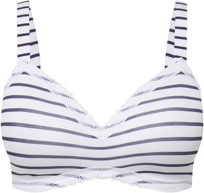 Ulla Popken - Dames - Beha zonder beugels softcups strepen - Nachtblauw - Maat 95D