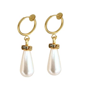 Klem-Oorbellen-Synthetische Parel-Goudkleurig-Strass- geen gaatje- Charme Bijoux