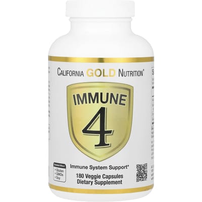 California Gold Nutrition, Immune 4, Ondersteuning immuunsysteem, 180 vegetarische capsules