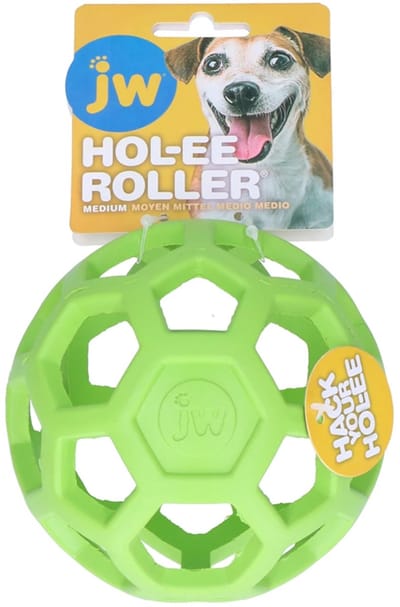 JW HOL-EE ROLLER – Hondenspeeltje - Hondenspeelgoed - Hondenbal - M - Ø 11.5 cm - Natuurrubber - Blauw