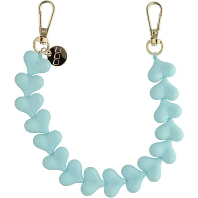 123watches Telefoonkoord Heart - zachtblauw - goud - Geschikt voor iPhone en andere smartphones