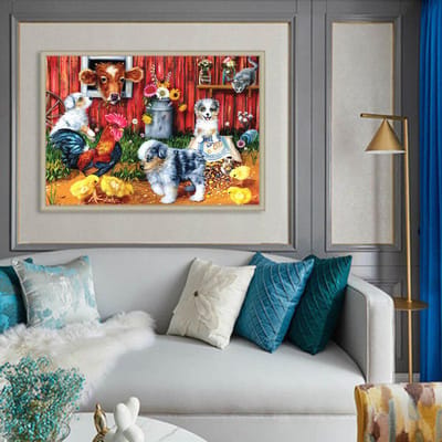 Diamant borduurwerk volledige set hond complete set dier foto van strass woondecoratie 20X30CM brown