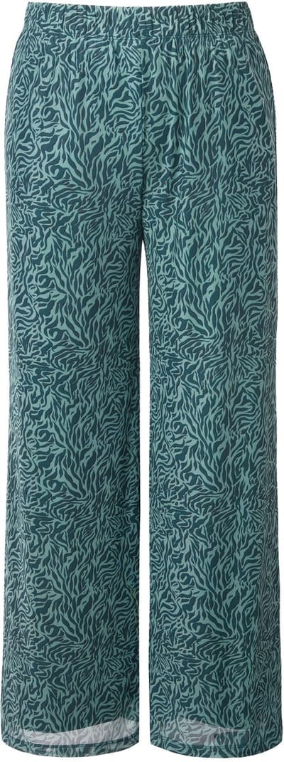 Studio Untold - Dames - Mesh broek wijde pijpen hoge taille mesh met zebra - Middernacht groen - Maat 42+