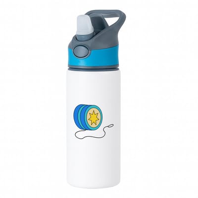 Hacebo® - jojo waterfles met rietje blauw - Kind - kinderen - speelgoed - cadeau - sport - water fles - 650ML
