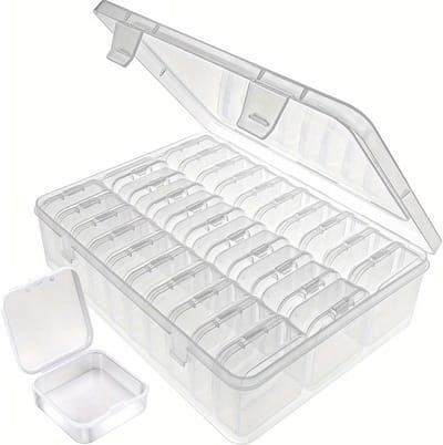 Rectangulaire Transparante Opbergdoos met Scharnierdeksel voor 30 Stuks - Ideaal voor Sieraden, Kralen en Creatief Hobbygebruik