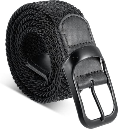 Elastische Gevlochten Riem voor Dames en Heren - Verstelbare Stoffen Stretchriem in Zwart, 110 cm lang, Ideaal voor Casual en Formele Outfits