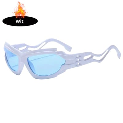 Livano - Festival Bril - Rave - Space - Techno - Freaky Glasses - Heren - Dames - Zonnebril - Wit Blauw