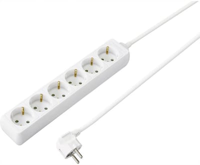 Sygonix SY-4890998 Stekkerdoos 6-voudig Wit Randaarde stekker 1 stuk(s)