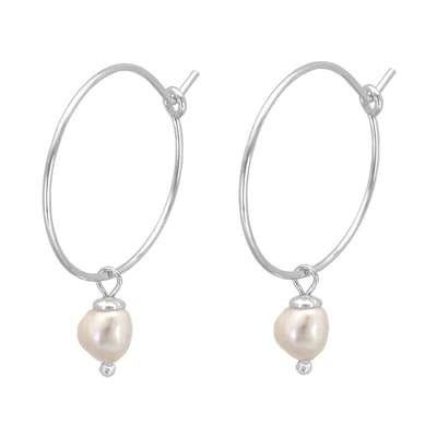 ARLIZI 2228 Oorbellen witte parel hanger oorringen - sterling zilver - 2 cm