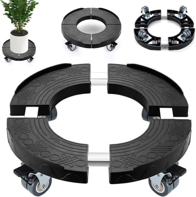 Instelbare Plantenroller 38-51 cm - Rond met Wieltjes, 200 kg Draagkracht voor Bloempot en Buitengebruik